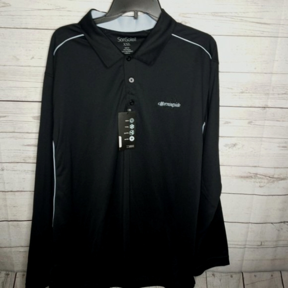 SAN SOLEIL MEN'S SZ MEDIUM LONG SLEEVE  BLACK POLO GOLF TOP